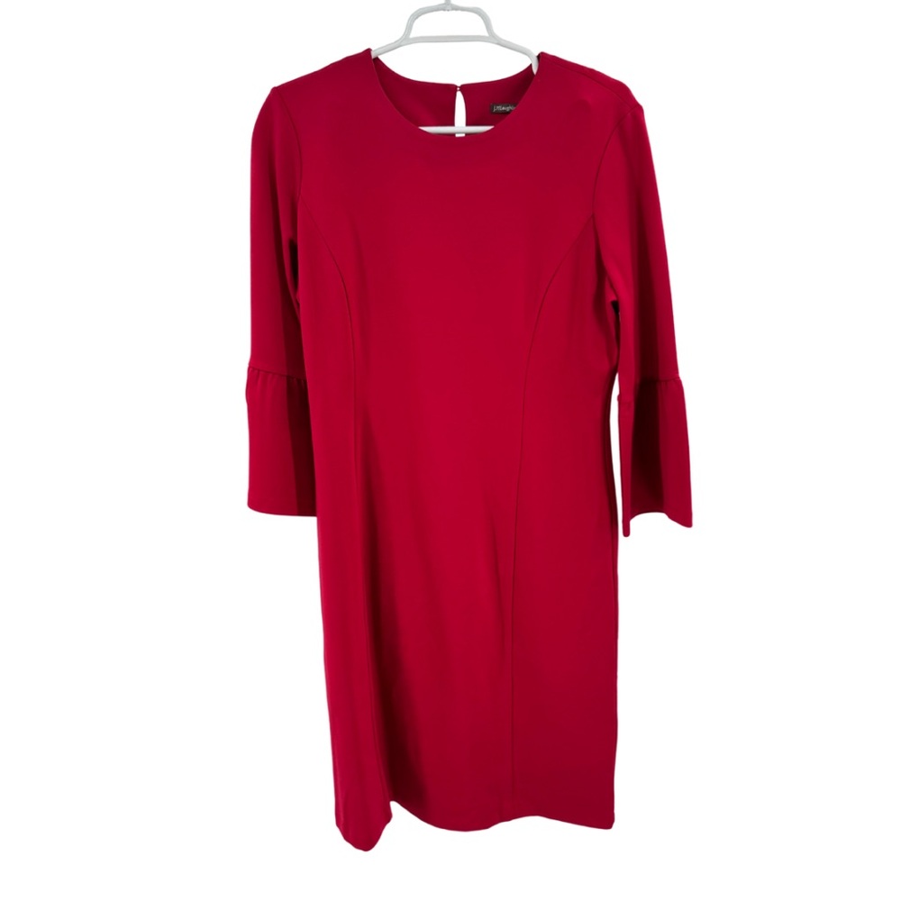 J. McLaughlin Keaton Vibrant Red Long Sleeve sheath Dress L event career holiday